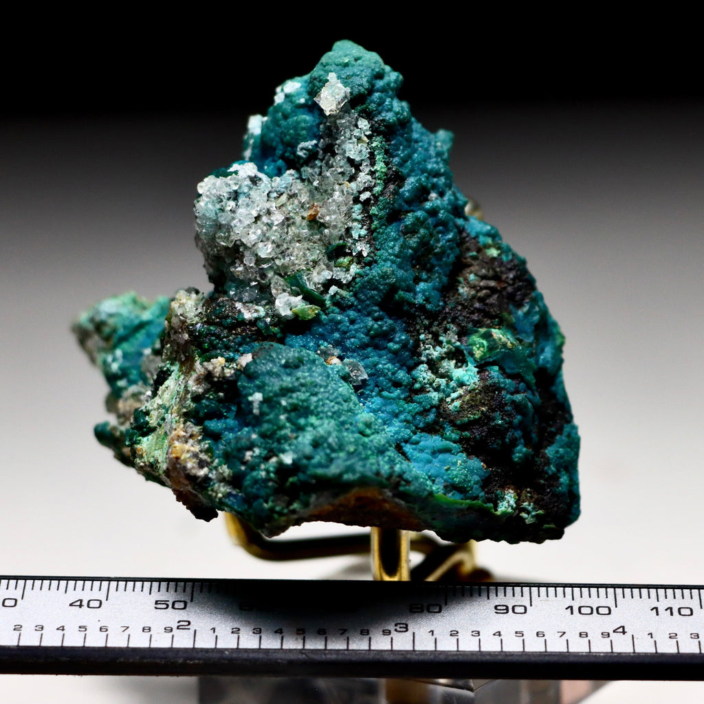 Chrysocolla after Calcite on Quartz with Malachite | Mineral Specimen