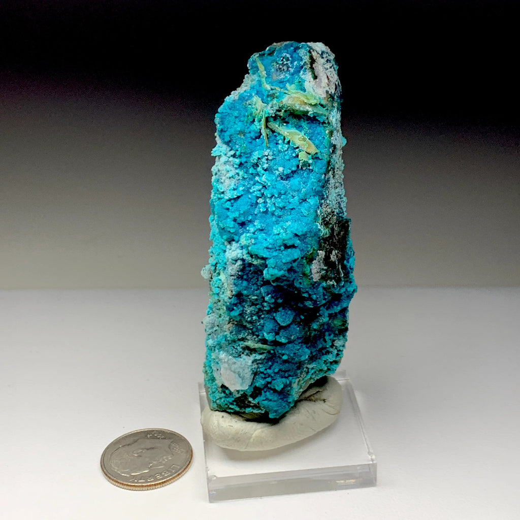 Chrysocolla on Quartz with Malachite | Natural Mineral Specimen