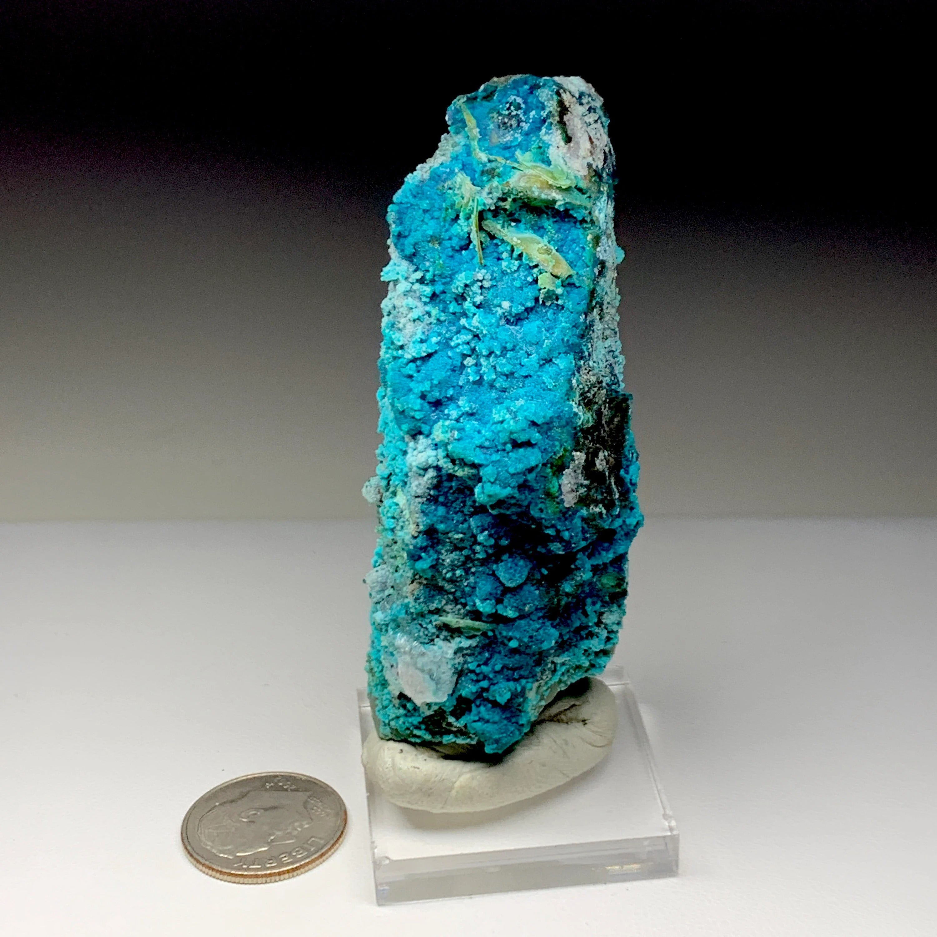 Chrysocolla on Quartz with Malachite | Natural Mineral Specimen