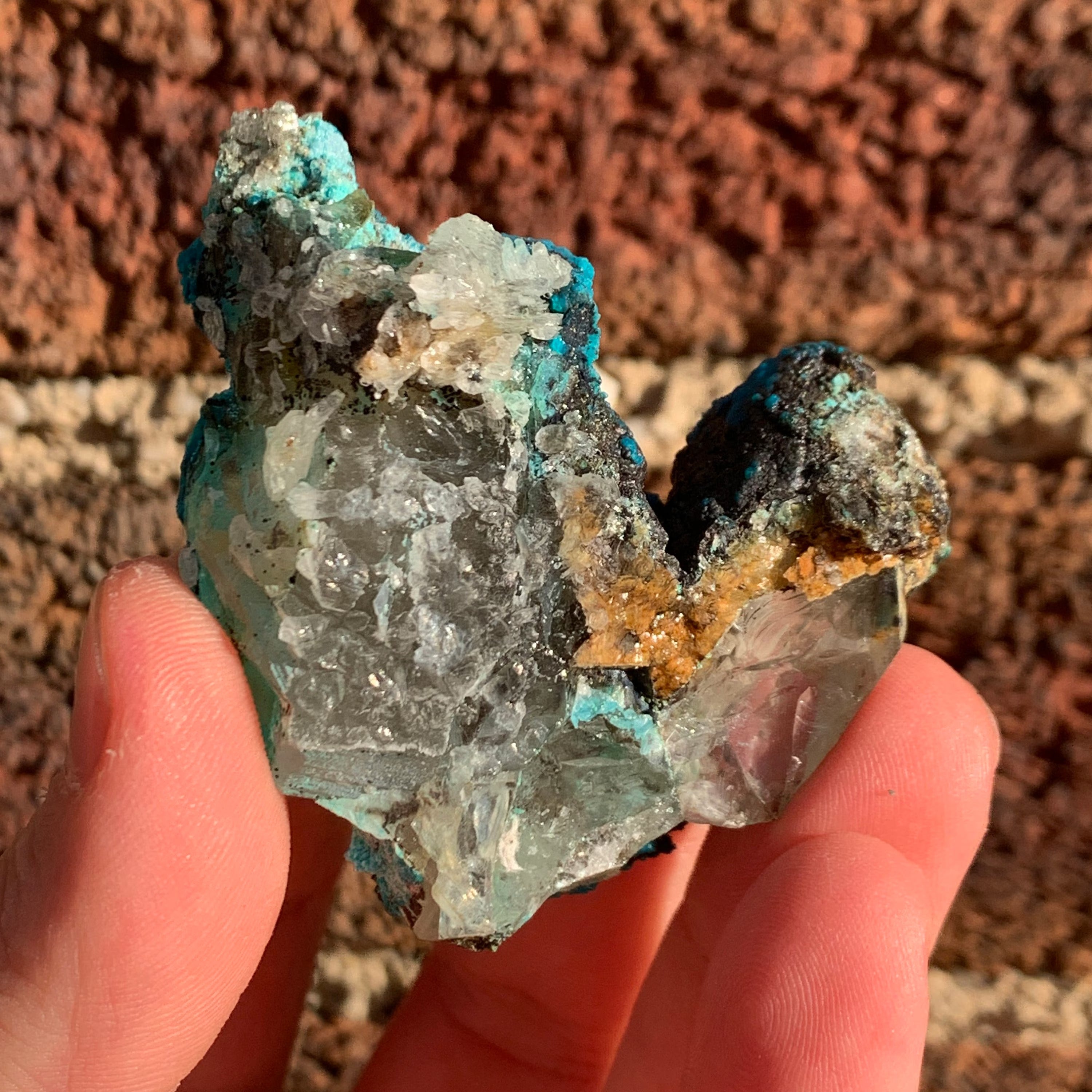 Chrysocolla after Calcite on Quartz | Raw Quartz Crystal Raw Crystal Natural Quartz Stone Healing Crystal Point Quartz Smokey