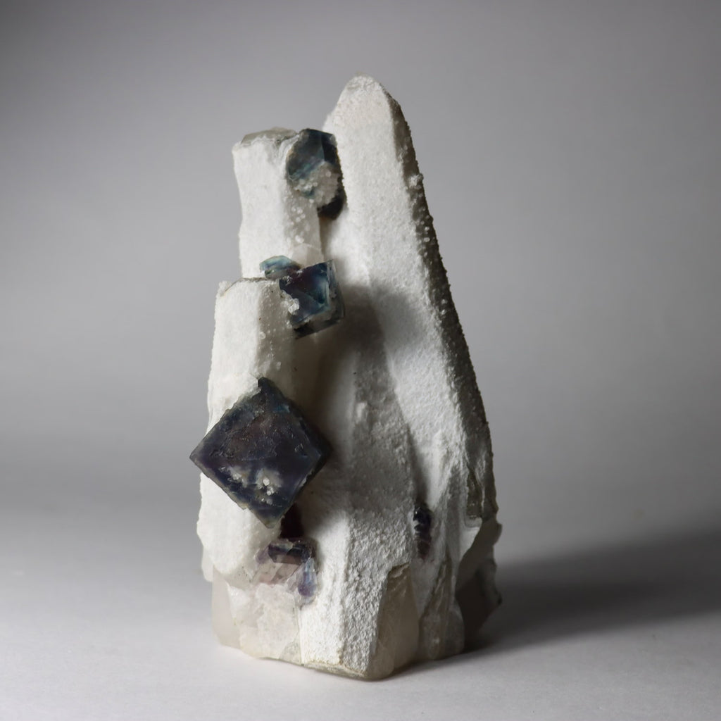 Octahedral Fluorite on Quartz | Natural Fluorite Crystal Specimen from Huanggangliang Mine, Inner Mongolia