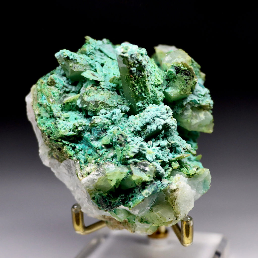 Large Chrysocolla on Quartz with Malachite | Peru