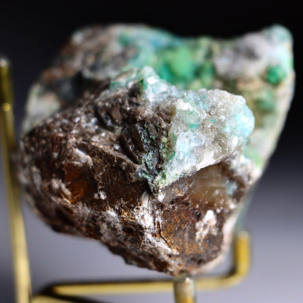 Malachite on Druzy Quartz on Chrysocolla | Fine Mineral Specimen