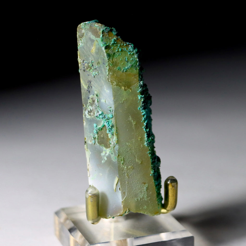 Chrysocolla on Quartz with Malachite | Natural Mineral Specimen