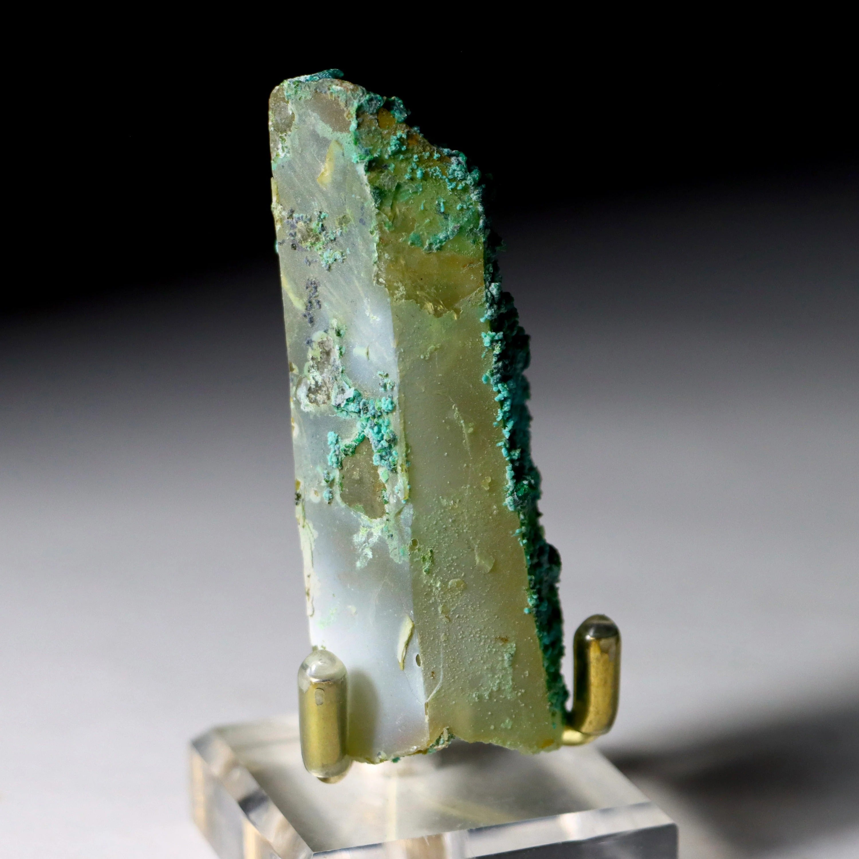 Chrysocolla on Quartz with Malachite | Natural Mineral Specimen