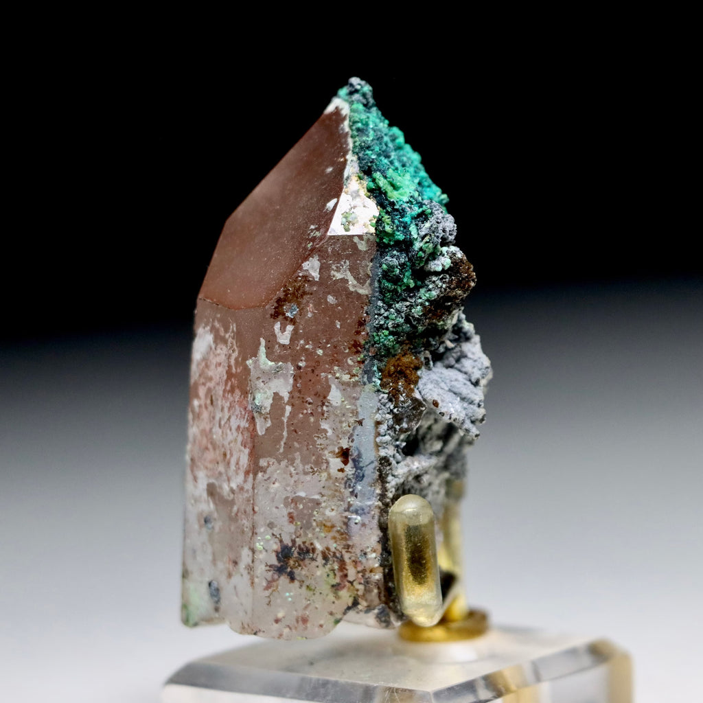 Chrysocolla on Quartz w/ Hematite Malachite & Calcite